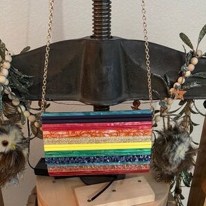 NWOT Kurt Geiger London Rainbow Crossbody Bag with Detachable Chain